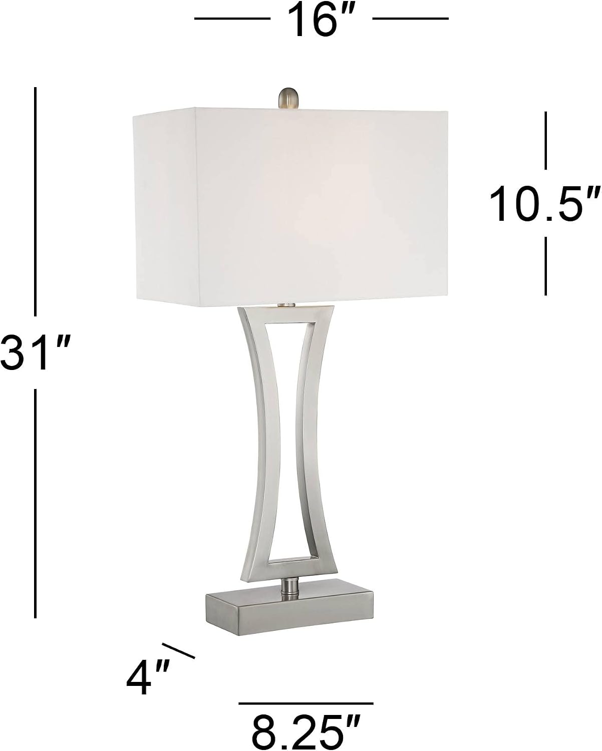 360 Lighting Roxie 31' Tall Large Modern End Table Lamps Set of 2 with Smart Sockets Brushed Nickel Finish Sculptural Metal Living Room Bedroom Bedside Nightstand House Office Off-White Shade