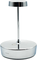 Zafferano, Swap Mini Lamp with Glossy Chrome Finish, Rechargeable Cordless Table Lamp with Touch Controls, Usable as an Indoor Lamp, Dimmer, 2700 K, Height 14.8 cm