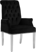 LOULENS Luxurious Velvet Dining Chairs, Modern Upholstered Tufted Dining Room Chairs, Armrests Dining Chairs with Stainless Steel Leg, Black