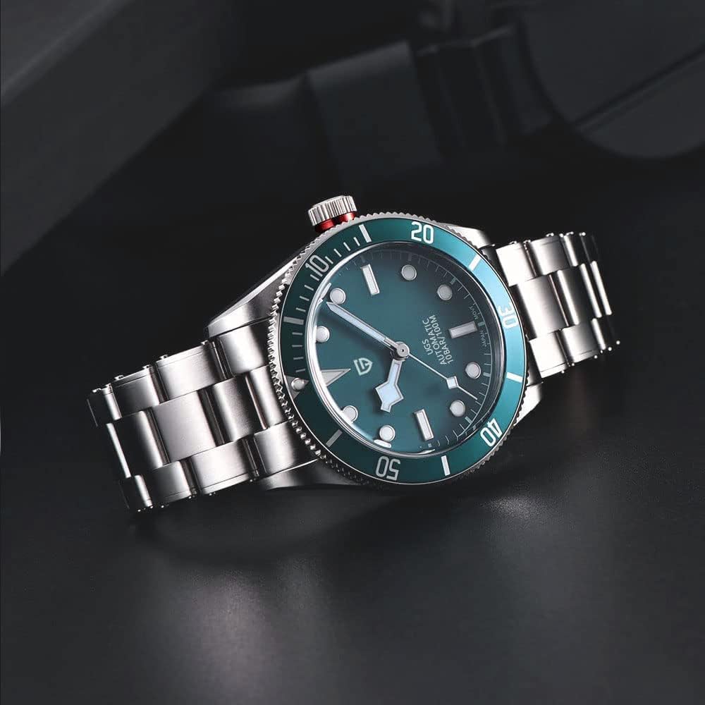 HaiQin Pagani Design 1671 V2 Classic Men's Automatic Watches Japanese NH35A Self-Winding Movement 100M Waterproof Mechanical Watch, Stainless Steel Aluminum Bezel Fashion Business Luminous Watch Date