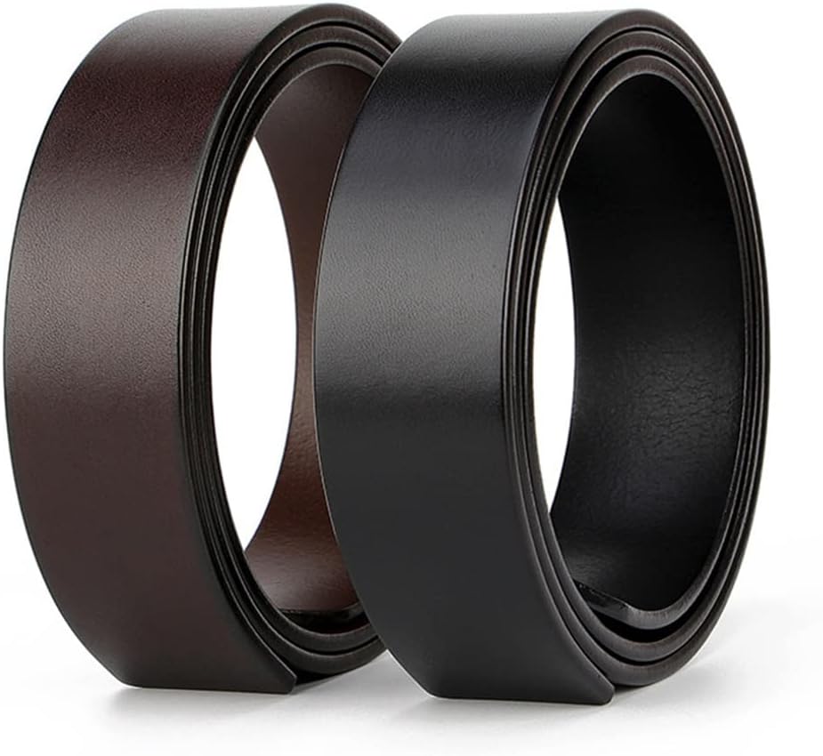 Leather Solid Belt Men Edentulous Nonporous 3.8 Belts Strip Body Without Buckle (Color : Brown Size : 125cm 38to40 Inch) (Brown 130cm 41to42 Inch)