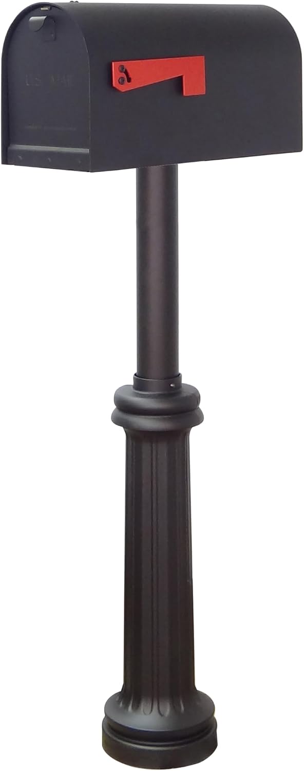 Special Lite Titan Steel Curbside Mailbox with Bradford Post - Black Aluminum Mailbox with Direct Burial Post - SCH1016S-SPK590-BLK