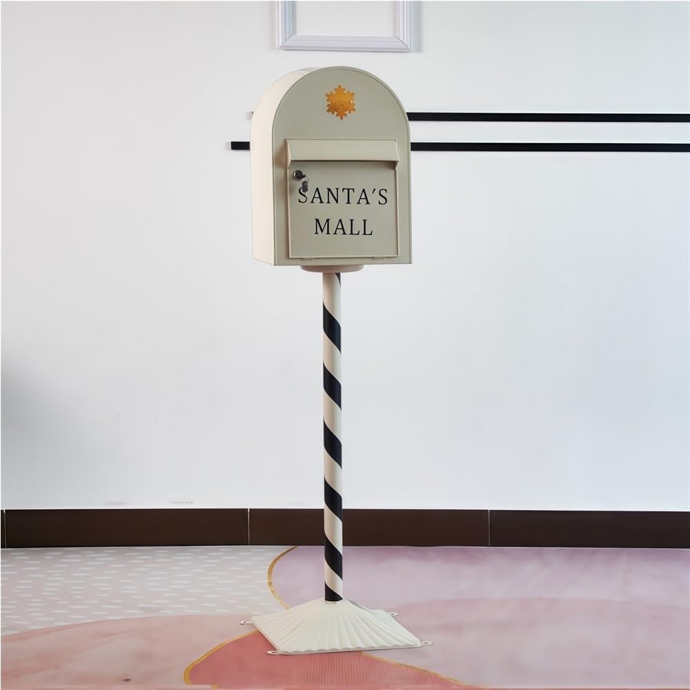 Outdoor Standing Metal Mailbox with Lock, Mail Box with Flip-Down Door, Large Capacity Mailboxes for House, Yard, Garden(White)