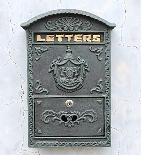 Cast Aluminum Mailbox Mail Box Dark Green Wall Mount Garden Decoration Metal Vintage Home Apartment Letters Post Box Lockable