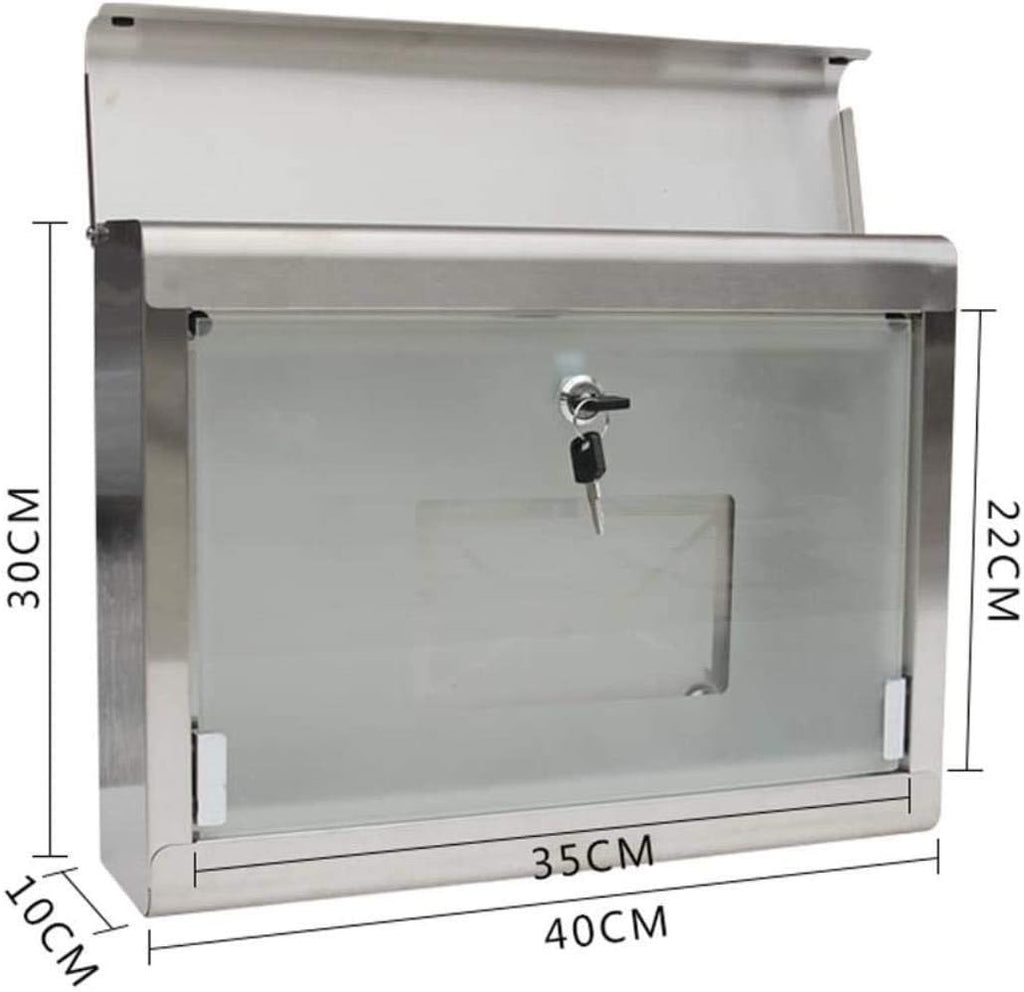 Mailbox Villa Rainproof Wall Postbox 304 Stainless Steel Glass Outdoor