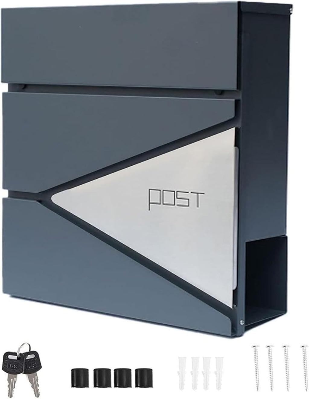 Wall-Mount Mailbox, Brushed Stainless Steel Panel, Rust Resistant Large Capacity House Mailbox, Modern Drop Mailboxes for Outside, Metal Post Box(G)