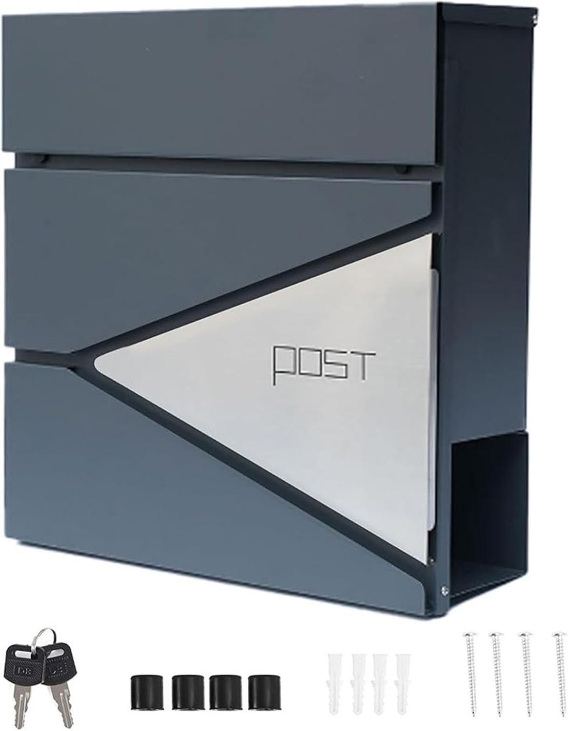 Wall-Mount Mailbox, Brushed Stainless Steel Panel, Rust Resistant Large Capacity House Mailbox, Modern Drop Mailboxes for Outside, Metal Post Box(G)