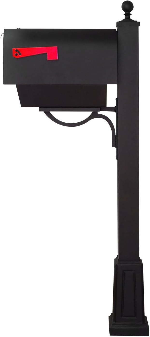 Special Lite Products Titan Steel Curbside Mailbox with Newspaper Tube and Springfield Mailbox Post with Base