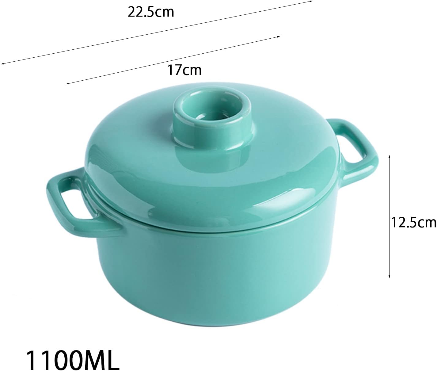 1100ml Ceramic Instant Noodle Bowl Kitchen Soup Salad Cereal Bowl With Lids And Non-slip Handle Ramen Bowsl For Dormitory Office - Blue Green (Color : Blue, Size : 1100ML)