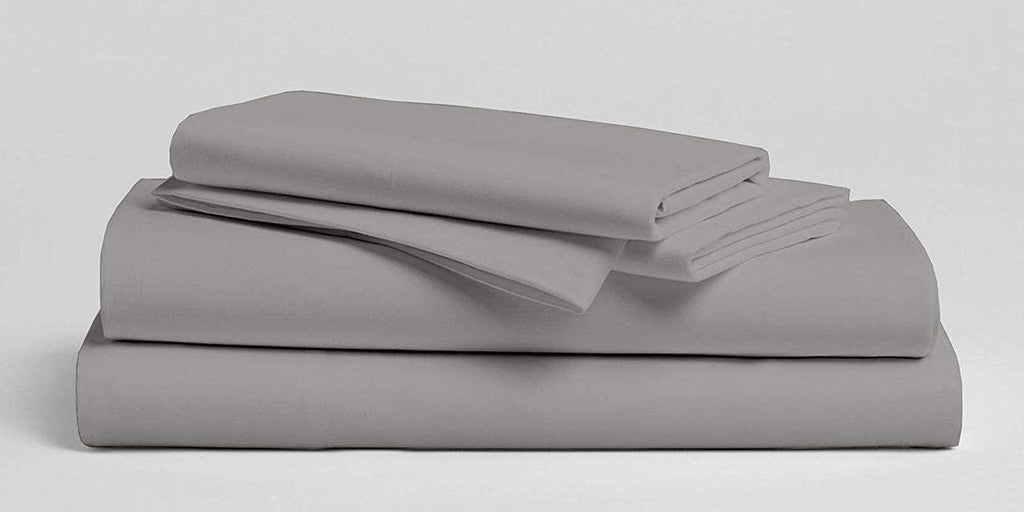 800 Thread Count-4Pcs Bedding Set 100% Cotton Bed Sheets, Light Grey Cal-King Sheets Set, Long-Staple Combed Cotton, Sateen Weave for Soft & Cozy Cotton, Fits Mattress Upto 15'' Deep Pocket