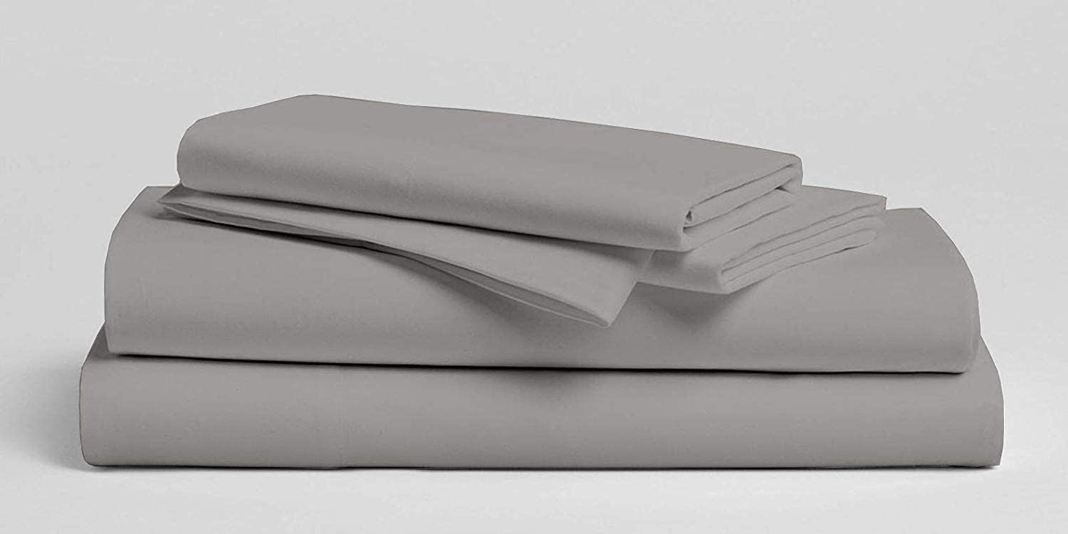 800 Thread Count-4Pcs Bedding Set 100% Cotton Bed Sheets, Light Grey Cal-King Sheets Set, Long-Staple Combed Cotton, Sateen Weave for Soft & Cozy Cotton, Fits Mattress Upto 15'' Deep Pocket