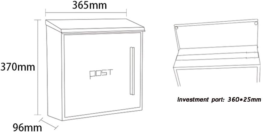 Letterboxes Letterbox Wall Mounted Outdoor Postbox Mailbox with Cover - Slim Line & Lockable Anthracite Post Boxes (B) (D)