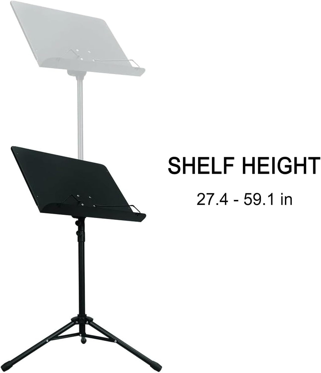 Music Book Stand, Music Holder with Music Sheet Clip, Portable and Folding, Metal, Height-Adjustable, Suitable for Playing Musical Instruments, for Violin, Guitar, Drums, Guitar