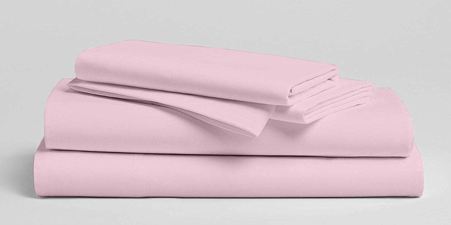 800 Thread Count-4Pcs Bedding Set 100% Cotton Bed Sheets, Pink Cal-King Sheets Set, Long-Staple Combed Cotton, Sateen Weave for Soft & Cozy Cotton, Fits Mattress Upto 15'' Deep Pocket