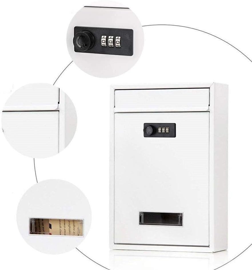 Coded Lock Vintage Drop Letterbox Wall Hanging Mounted Locking Mailbox Post Box with Keys Newspaper Box (Color : D)