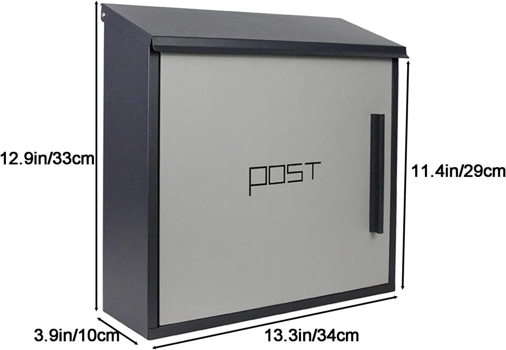 Mailboxes for Outside, Modern Design Mailbox, Large Capacity Galvanized Sheet Mail Box, with Key Lock Secure Metal Mailbox, Easy to Install(Gray)