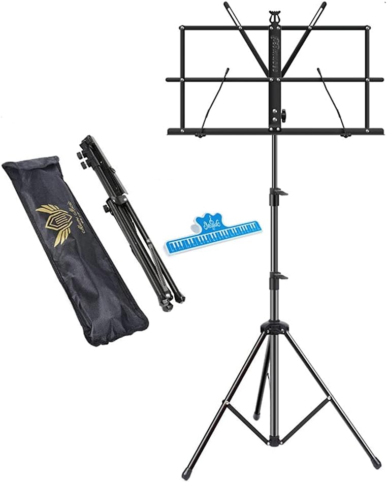 Music Stand Portable Music Stands Metal Music Holder Height Adjustable 66-160cm Sheet Music Stands for Guitar and Violin Players More Stable