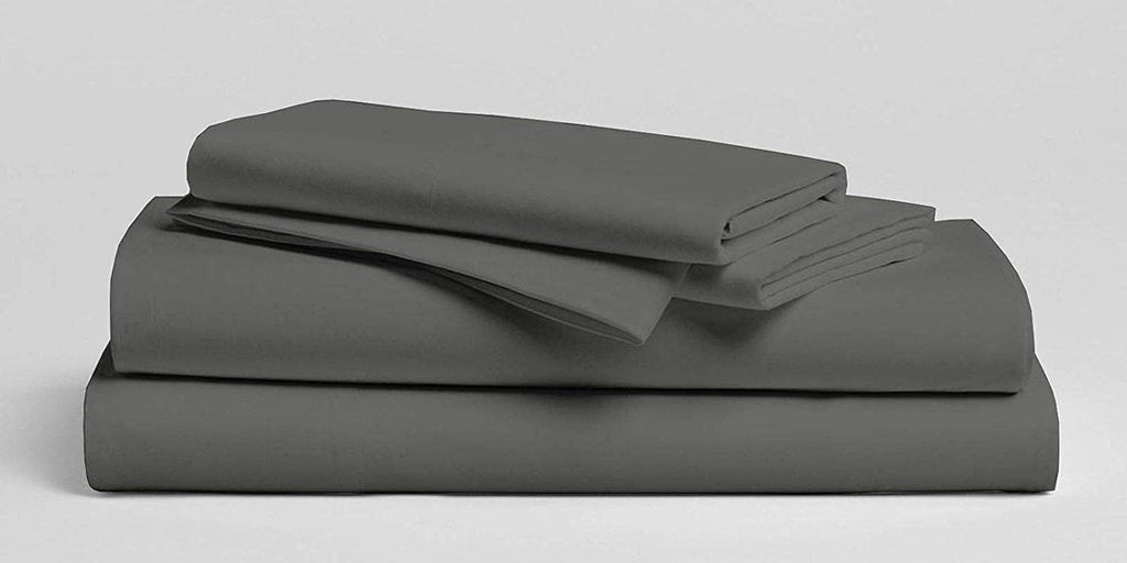 800 Thread Count-4Pcs Bedding Set 100% Cotton Bed Sheets, Grey Cal-King Sheets Set, Long-Staple Combed Cotton, Sateen Weave for Soft & Cozy Cotton, Fits Mattress Upto 15'' Deep Pocket
