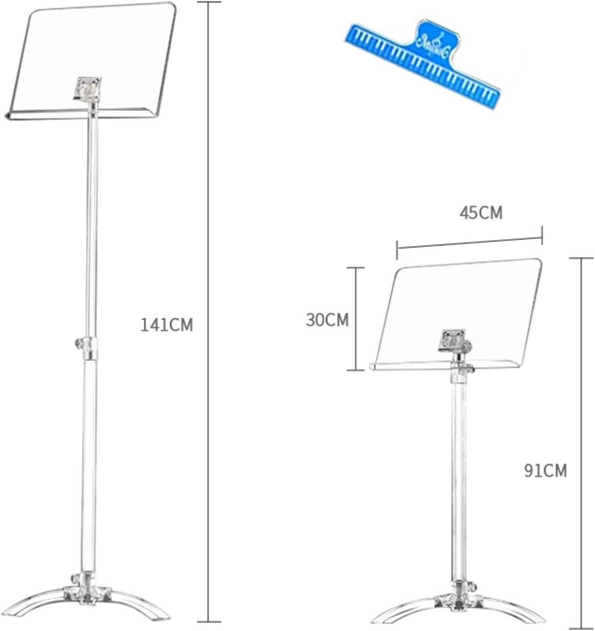 Adjustable Sheet Music Stand, Violin Guitar Music Stand, Acrylic Material, Orchestral Music Stand, 91-141cm Can Be Lifted, for Instrumental Performance, Reading,