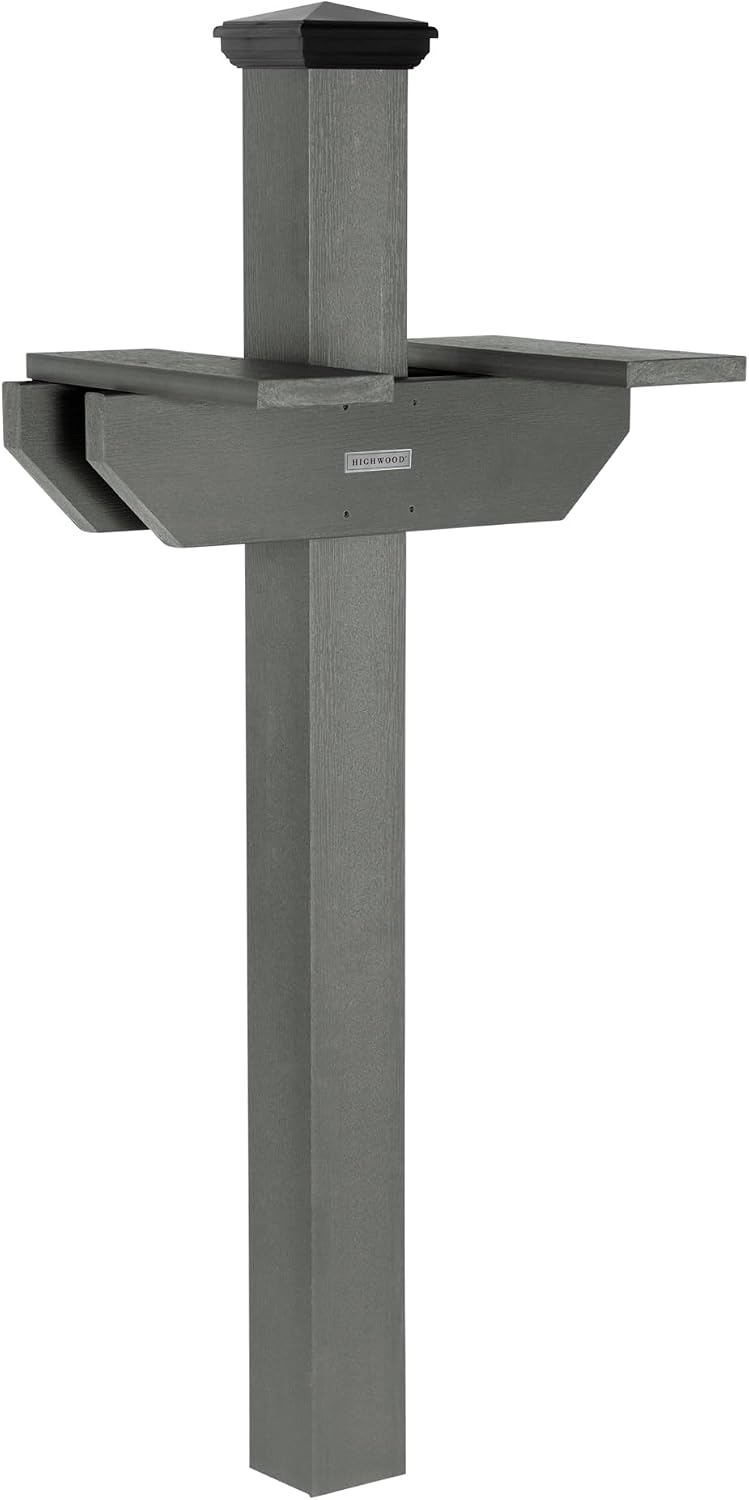 Hazelton Two-Sided Mailbox Post, Coastal Teak
