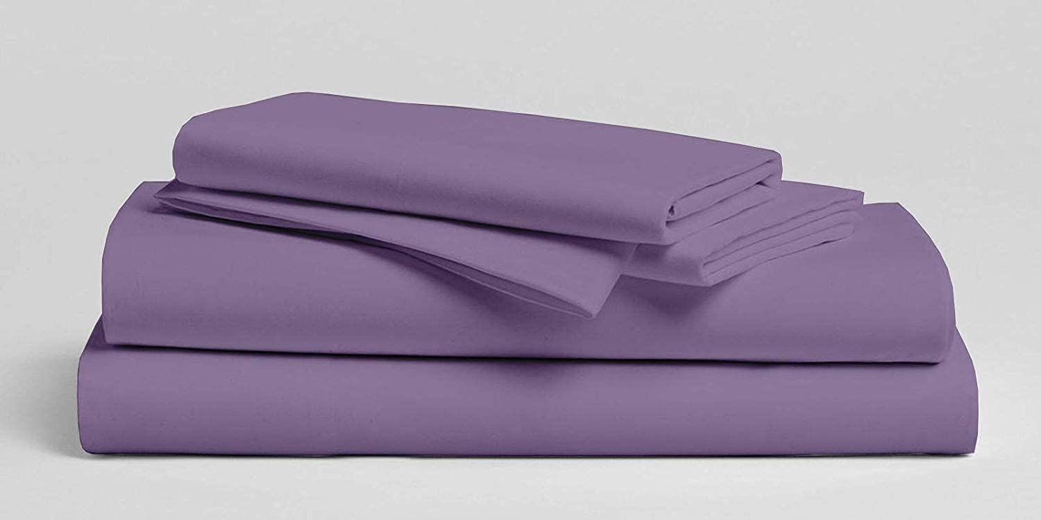 800 Thread Count-4Pcs Bedding Set 100% Cotton Bed Sheets, Lavender Cal-King Sheets Set, Long-Staple Combed Cotton, Sateen Weave for Soft & Cozy Cotton, Fits Mattress Upto 15'' Deep Pocket