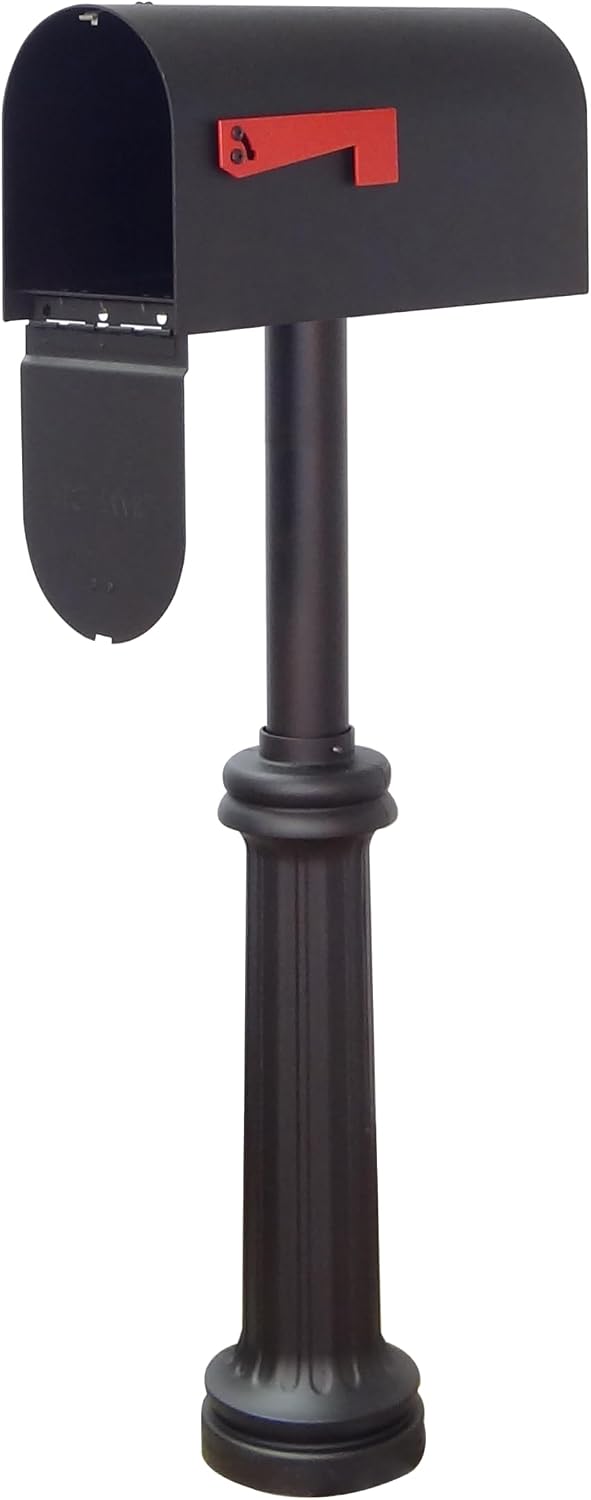 Special Lite Titan Steel Curbside Mailbox with Bradford Post - Black Aluminum Mailbox with Direct Burial Post - SCH1016S-SPK590-BLK