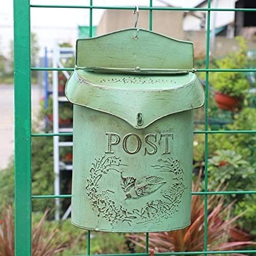 Vintage Metal Lockable Security Post Letter Newspaper Mailbox Garden Ornament Red(Color:Red)