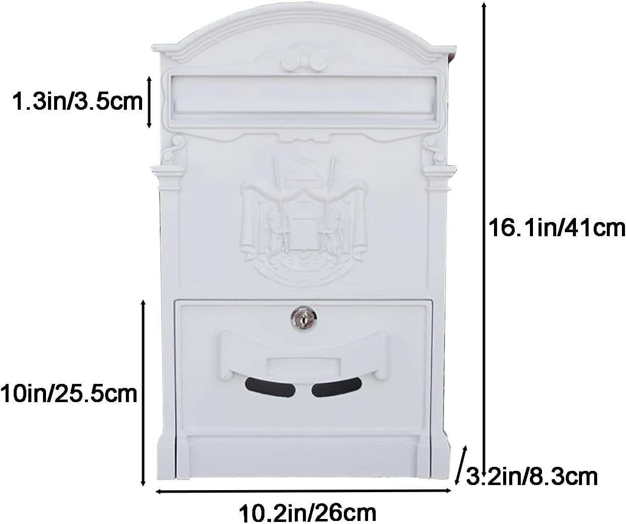 Mailboxes for Outside, Wall Mount Locking Mailbox, Vintage Large Capacity Mail Box, Security Mail Letter Metal Mailbox, for Outside(White)