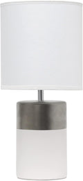 Simple Designs LT1114-OFF Two Toned Split Colors Basics Porcelain Bedside Table Lamp, Silver and Off White(Pack of 9)