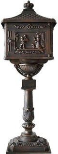 Black Color, Heavy Duty Mailbox Postal Box Security Cast Aluminum Vertical Pedestal, Mail Box