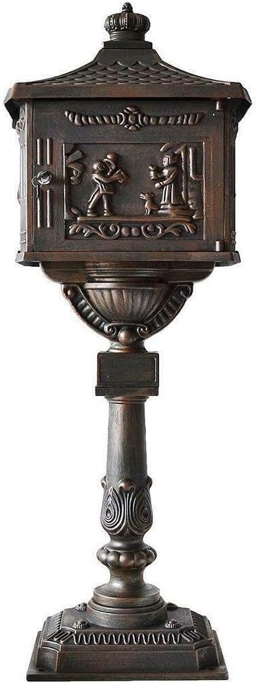 Black Color, Heavy Duty Mailbox Postal Box Security Cast Aluminum Vertical Pedestal, Mail Box