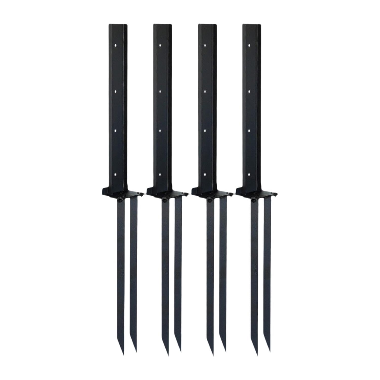 Iron Fence Post Repair Stakes Heavy Duty Ground Support Anchor Kit for Garden Mailboxes Yard Post Fixer- 4 Pieces