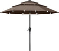 ABCCANOPY 11FT 3-Tiers Solar Led Patio Umbrellas (Brown)