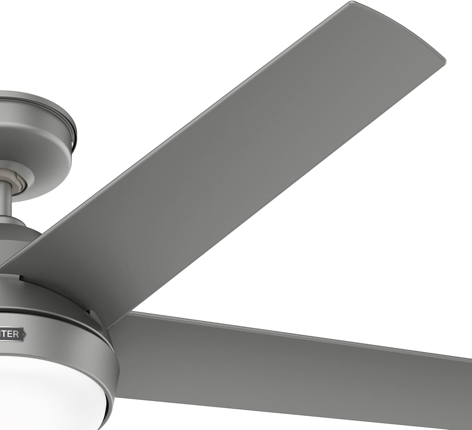 Hunter Skyflow 52 inch Indoor/Outdoor Ceiling Fan with Light and Wall Control, Matte Silver Ceiling Fan, 3 Speed WhisperWind Motor, 52612, for Coastal Patios, Pergolas, Bedrooms, or Living Rooms