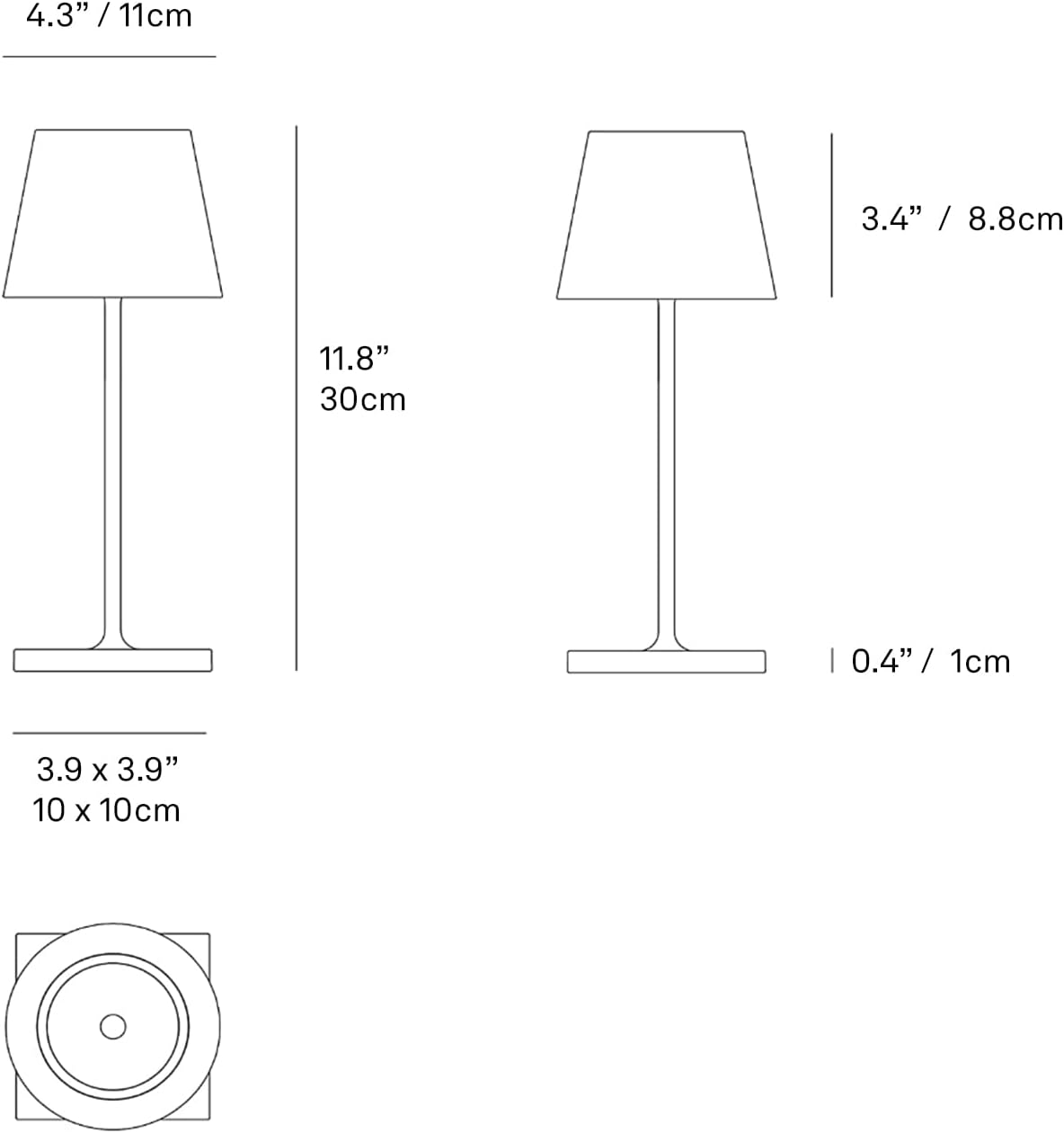 Zafferano, Poldina Pro Mini Lamp, Rechargeable Cordless Table Lamp with Touch Controls, Suitable for Indoor and Outdoor, Dimmer, 2200-3000 K, Height 11.8 Inches, Dark Grey Color
