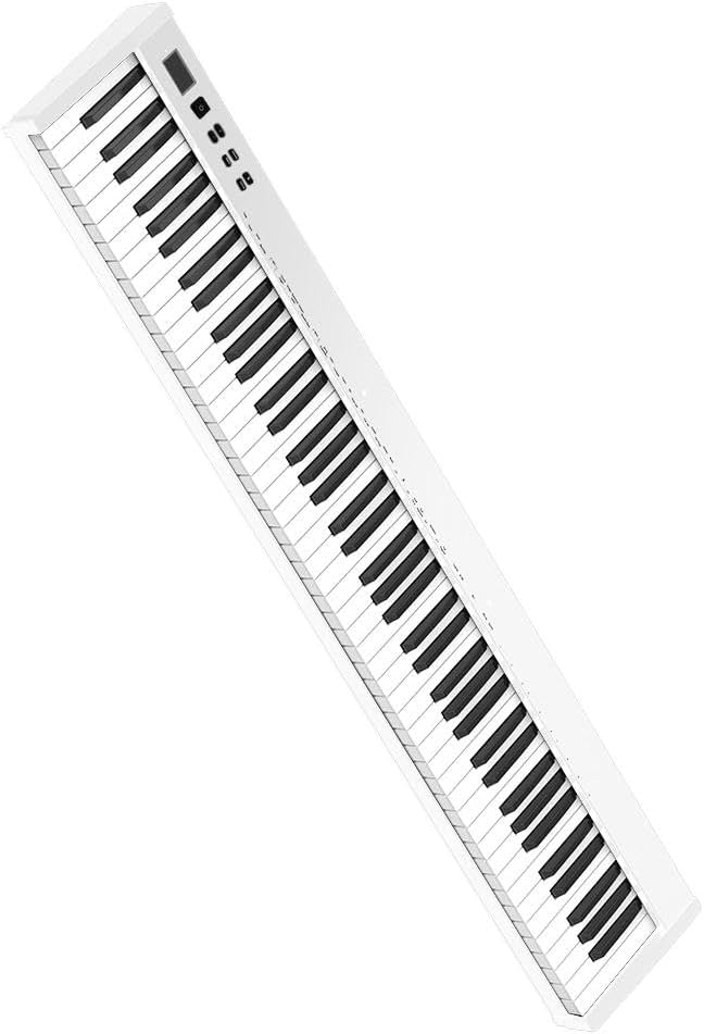 NikoMaku Semi-weighted 88 Keys Piano Keyboard Compact Portable Digital Piano Set for Beginners with Stand, Carrying Case, Sustain Pedal, Headphones, SWAN-S White