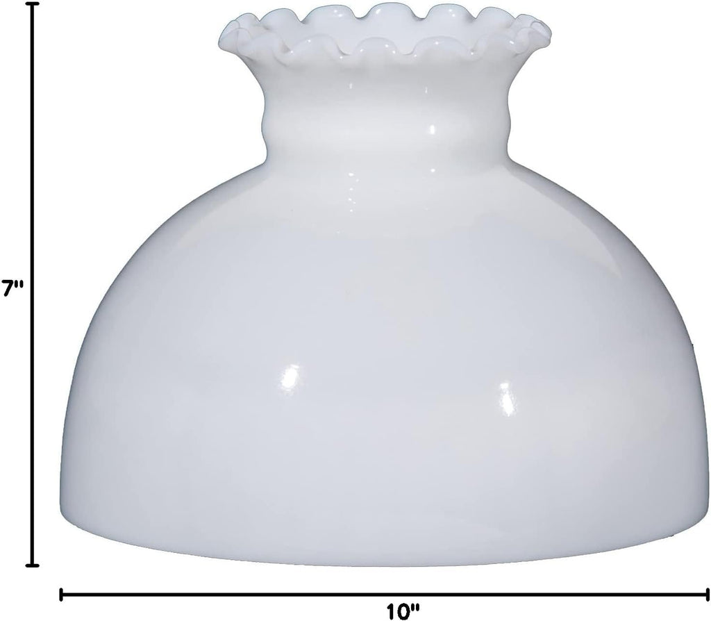 B&P Lamp® 9 7/8' Fitter Opal White Glass Classic Vintage Style Dome Student Lamp Shade With Crimp Top