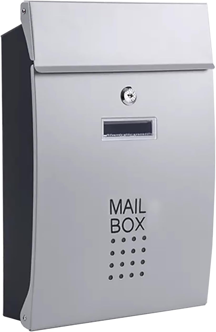 Mailboxes for Outside, Wall Mount Mailbox, Large Capacity Metal Mailbox with Key Lock, for Outdoor Decoration(Silver)