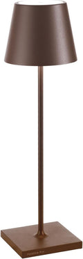 Zafferano, Poldina Pro, Rechargeable and Wireless Table Lamp with Touch Control, Can Also Be Used as Outdoor Light, Dimmer 2200-3000K, Height 38 cm, Corten Colour