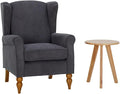 Mid-Century High Wingback Chair,Modern Fabric Accent Chair Armchair with Solid Wood Coffee Table Set,Leisure Single Sofa Chair for Living Room,Club,Home Reception,Antique Dark Grey