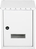 Wall Mount Metal Mail Box, Vintage Post Box with Lock and Cover, Iron Letter Container Home Mailbox Wall Mounted Security, for Families(White)