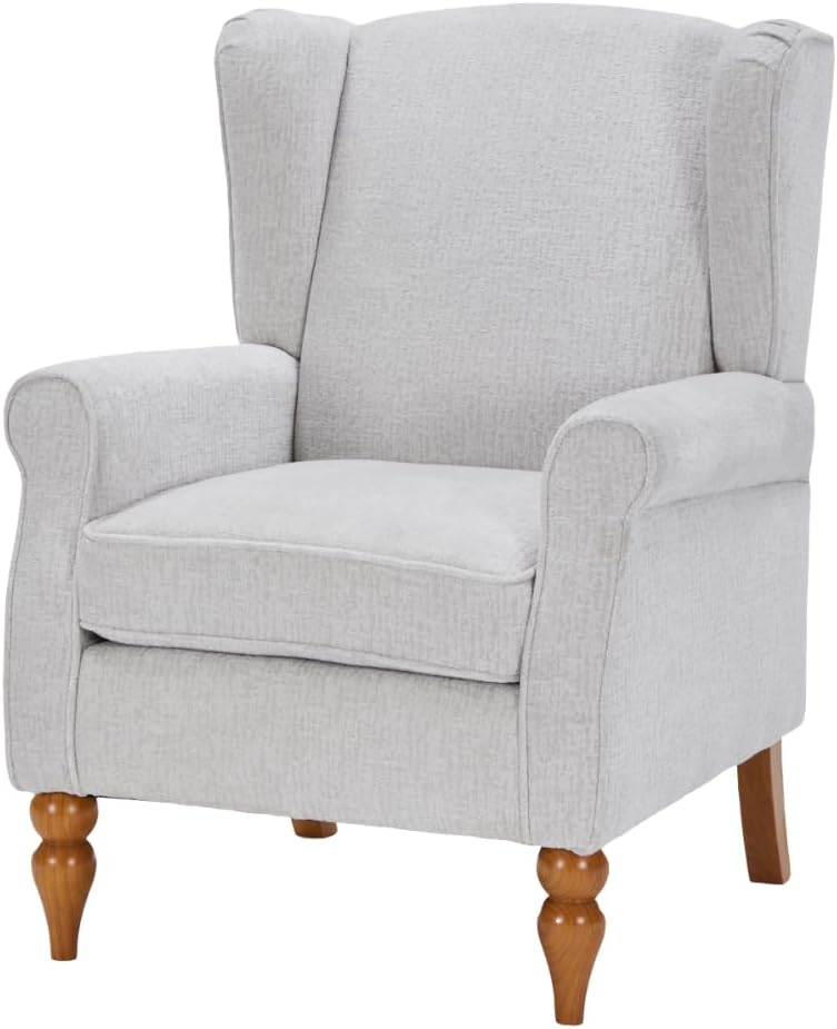 Mid-Century High Wingback Chair Set of 3,Modern Fabric Accent Chair Armchair with Solid Wood Coffee Table,Leisure Single Sofa Chair for Living Room,Club,Home Reception,Beige