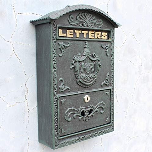 Cast Aluminum Mailbox Mail Box Dark Green Wall Mount Garden Decoration Metal Vintage Home Apartment Letters Post Box Lockable