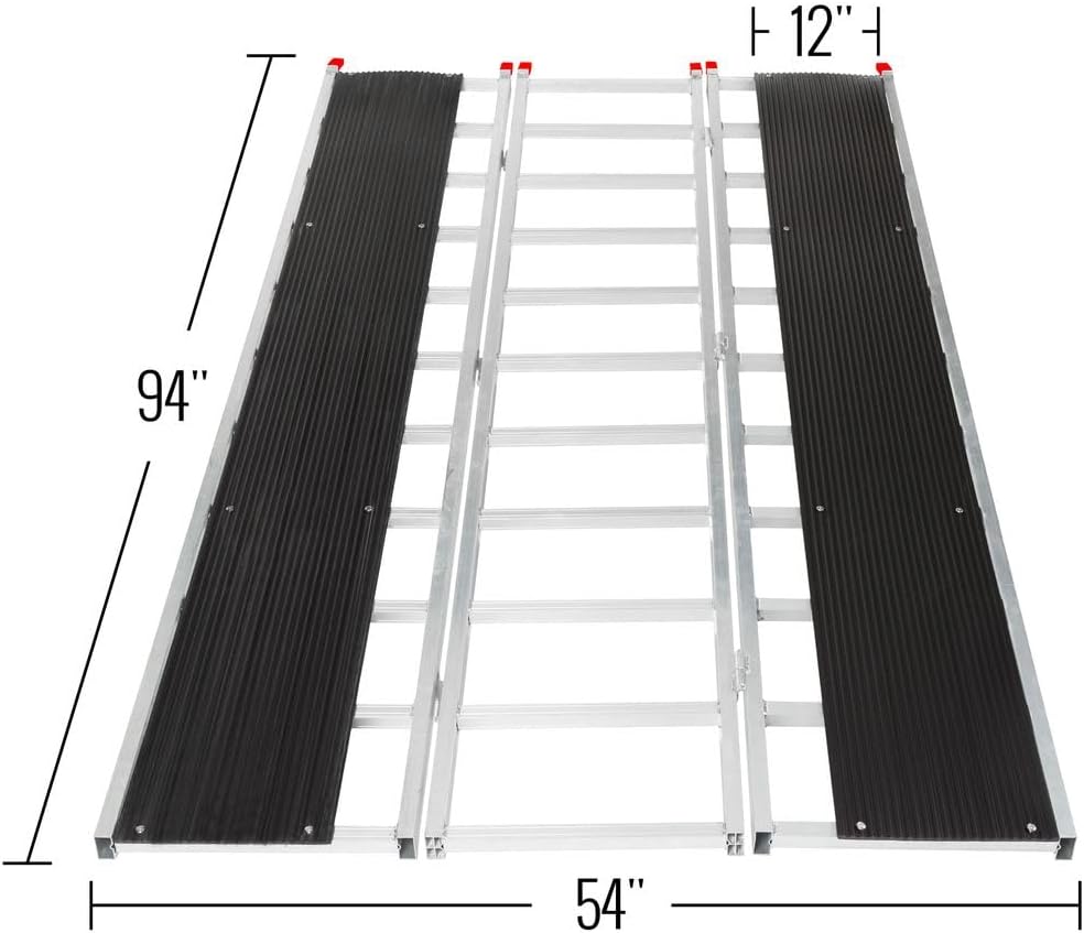 Black Ice Extra-Long Snowmobile Ramp with Wide Glides 1,500 lb. Capacity Aluminum Folding for Trucks and Trailers