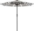 AreShark 12FT Large Patio Umbrella with Solar Lights, Solar Powered Outdoor Umbrella with Crank, Patio Table Market Umbrellas for Garden, Deck, Backyard, Pool and Beach, Light Gray