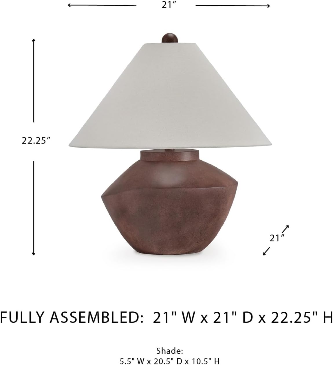 Signature Design by Ashley Honsworth Mid Century Modern Table Lamp with Empire Shade, Dark Brown