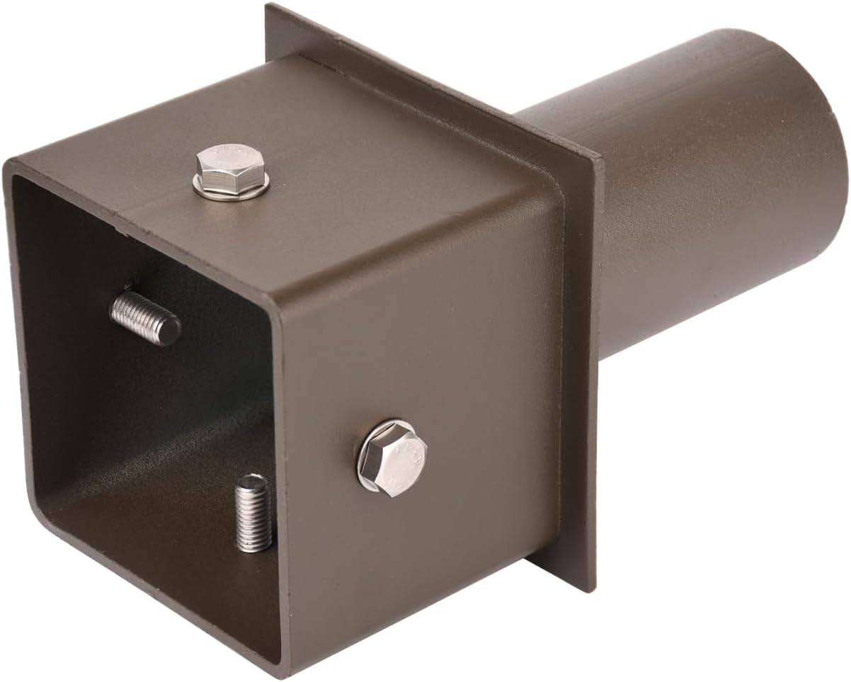 6 Inch Square Pole Tenon Adapter, Steel Post Bracket Inner Fit Convert to Round 2-3/8' Slip Fitter Vertical Tenon for Outdoor Parking Lot LED Shoebox Light Bronze 6 Pack