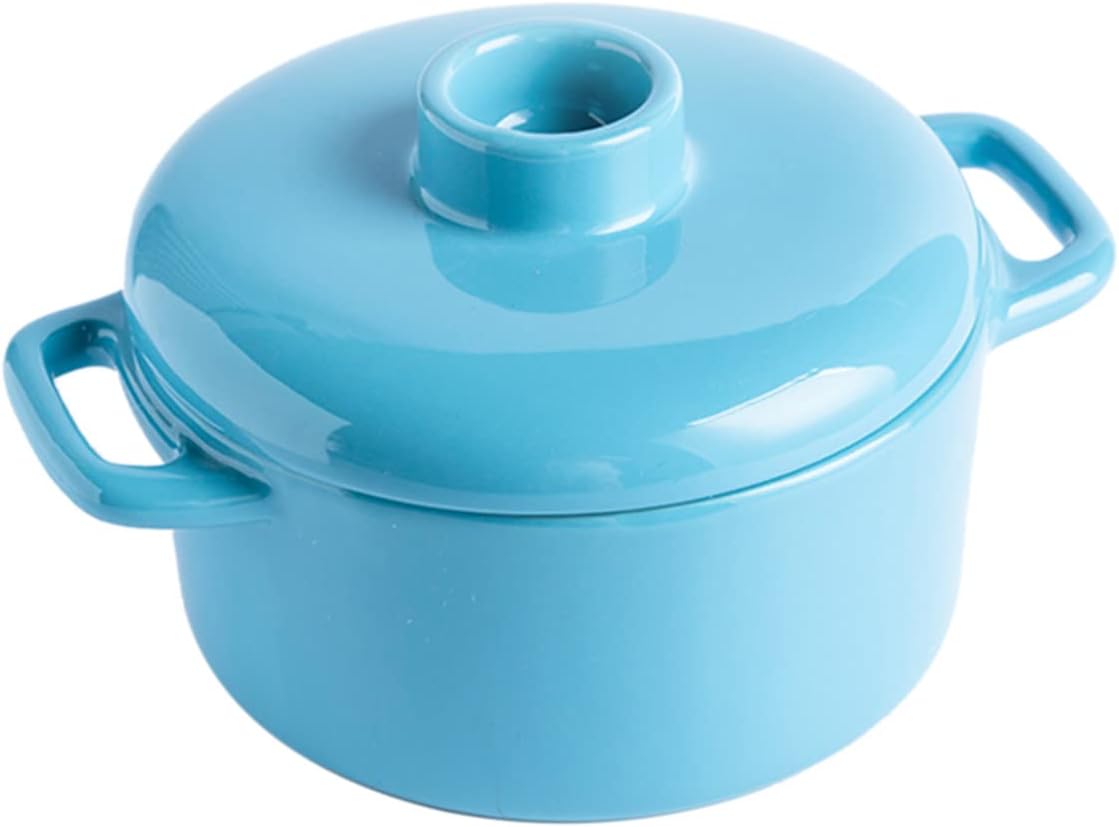 1100ml Ceramic Instant Noodle Bowl Kitchen Soup Salad Cereal Bowl With Lids And Non-slip Handle Ramen Bowsl For Dormitory Office - Blue Green (Color : Blue, Size : 1100ML)