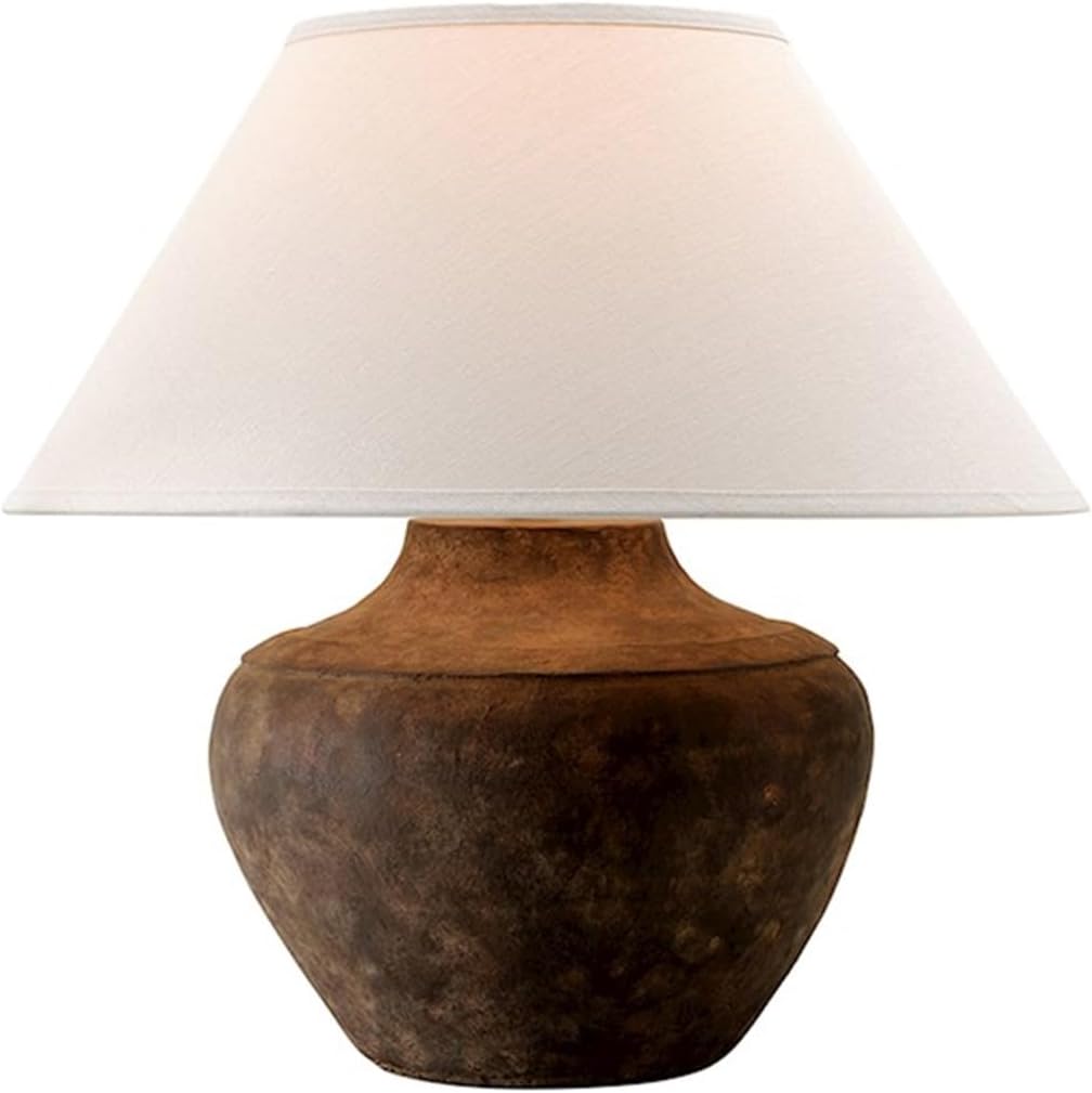 Troy Lighting PTL1010 Calabria - 20.5 Inch Table Lamp, Sienna Finish with Off-White Linen Shade, 20.50x20.00x20.00