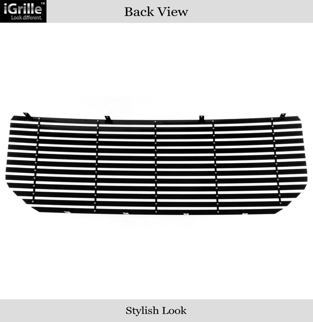 APS Premium Aluminum Black Rivet Studs Wide Billet Grille Grill Insert Compatible with GMC Sierra 1500 2016 2017 2018 Main Upper N19-U26368G